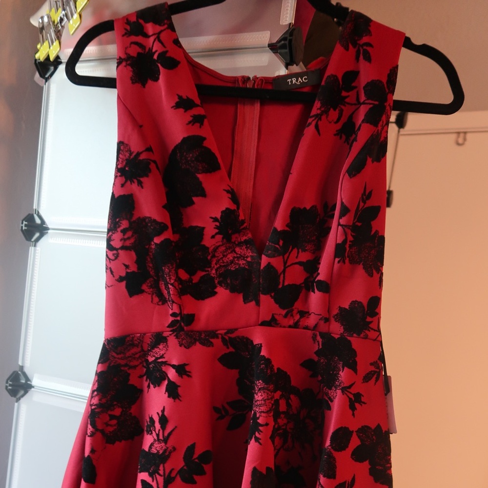 Red summer dress with beautiful embroidery